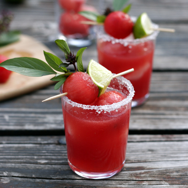 Thai Basil Watermelon Margaritas